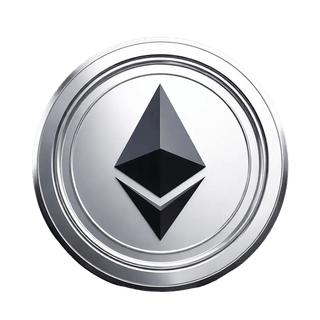 Moneda criptográfica ETH Ethereum presentada como elemento gráfico flotante